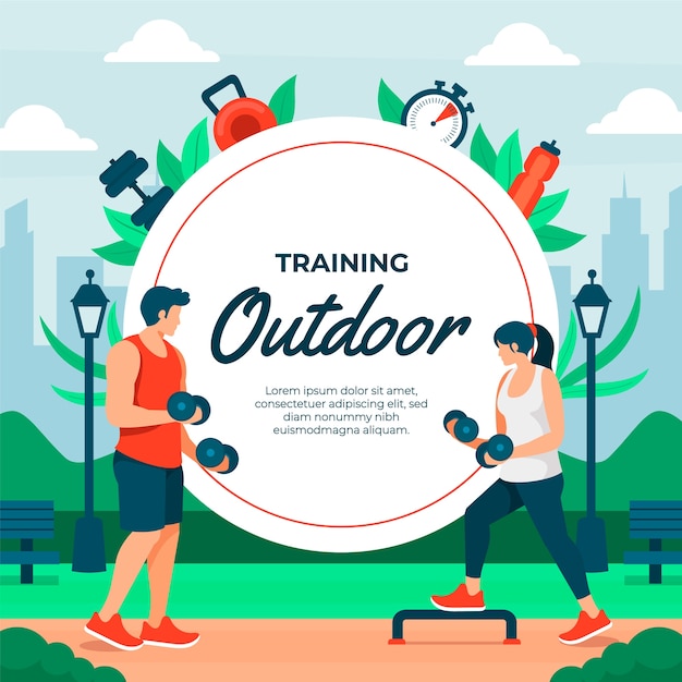 Outdoor training falt cartoon frame