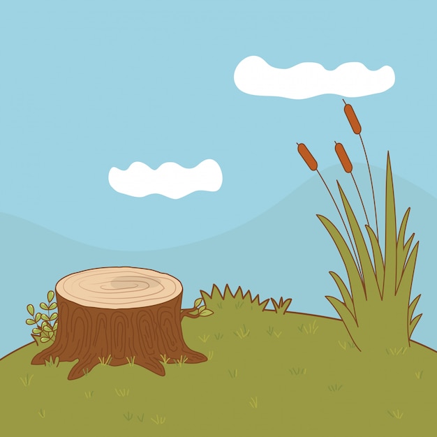 Outdoor tree trunk cartoon