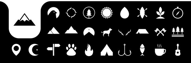 Vector outdoor trip icon set collection design vector