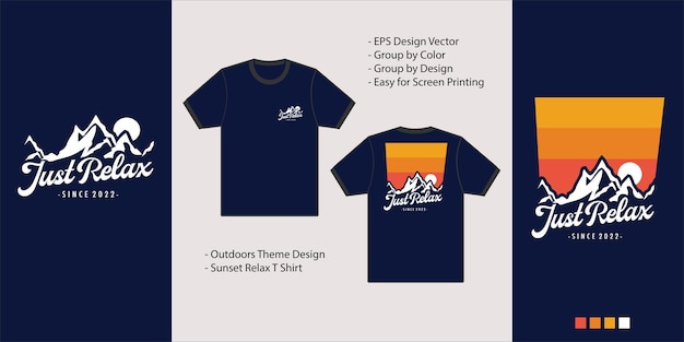 All'aperto sunset mountain design modello vettoriale per tshirt con cappuccio merchandise