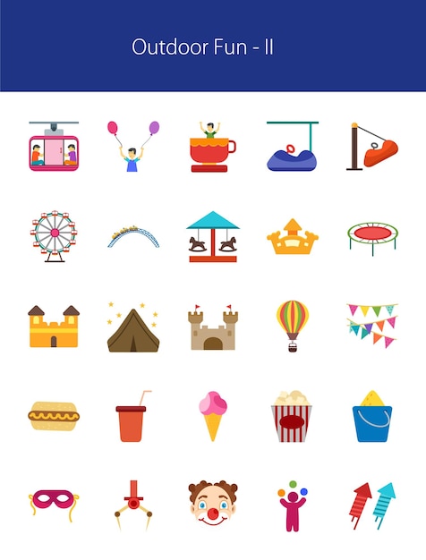 Outdor and Fun Set Icons