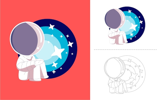 Outer space doodle vector set