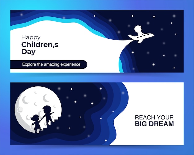 Outer space kids banner illustration welcome banner