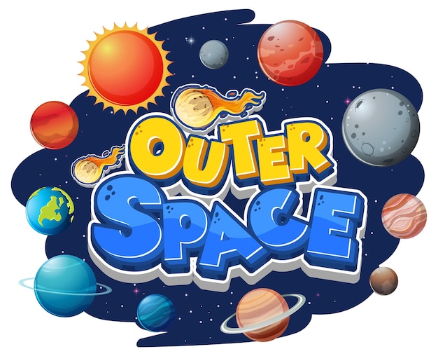 Outer space logo with many planets