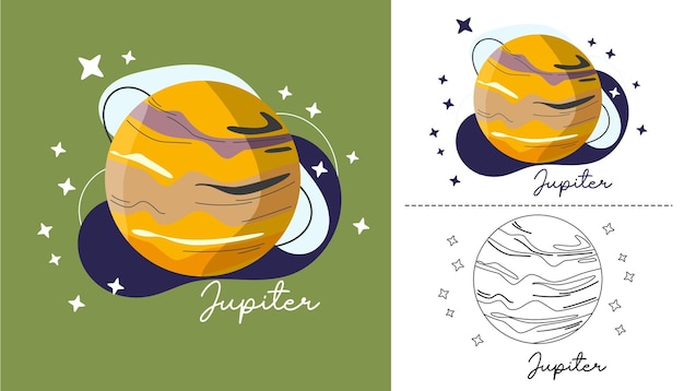 Outer Space planeet Doodle Vector Set