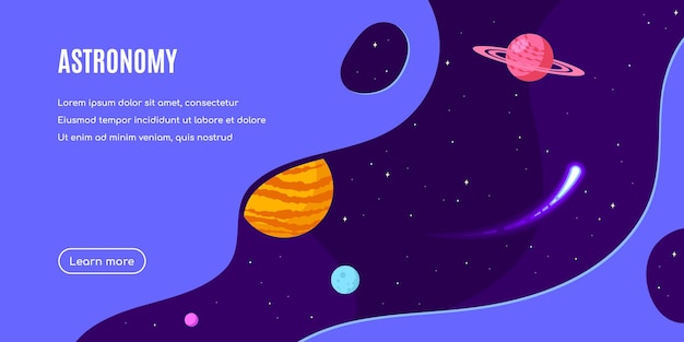 Outer Space, Science, Astronomy and Astrophysich Concept Banner Template Design