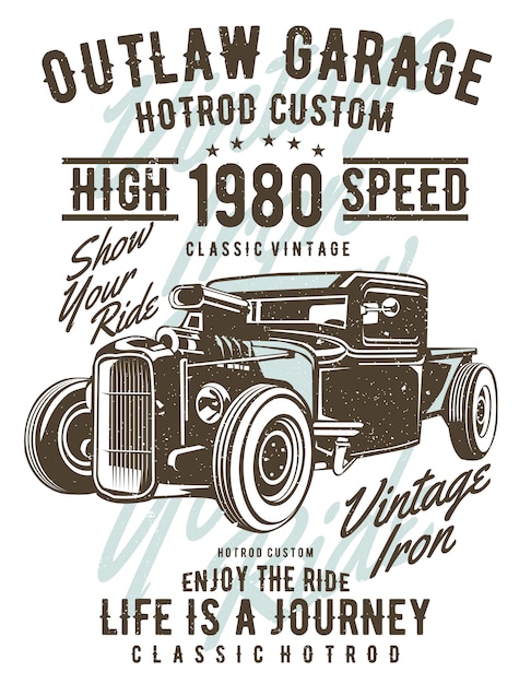 Outlaw Garage illustratie ontwerp