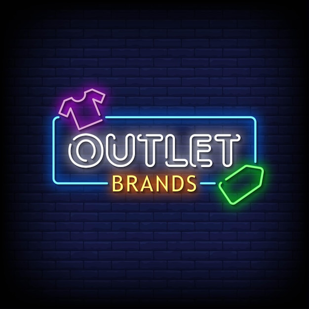 Outlet brands neon signs style text