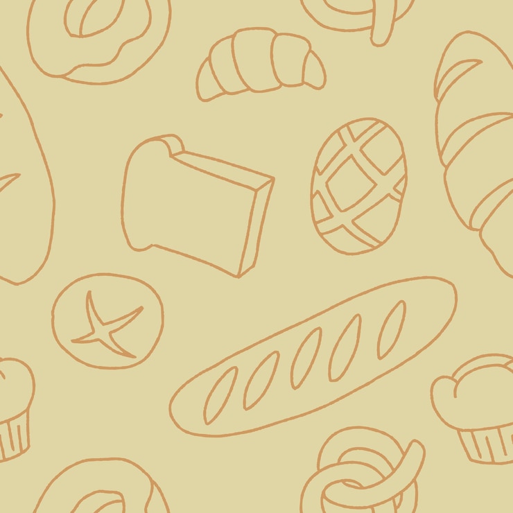 Vector outline bakery bread baked seamless pattern vector illustration design