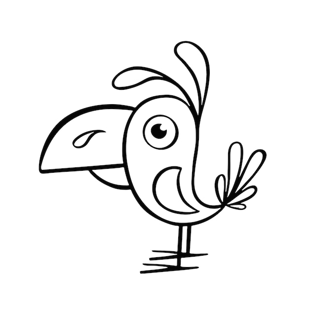 outline bird parrot vector illustration hand drawn