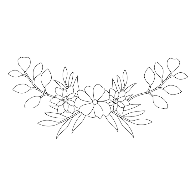ベクトル アウトライン黒と白の花の着色のページ