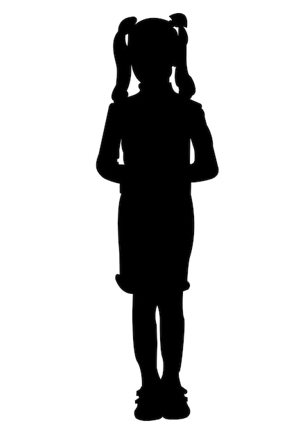 Outline black silhouette of a girl standing