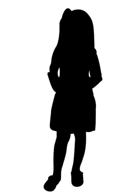 Outline black silhouette of a girl standing
