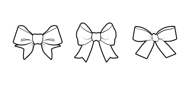 Outline bow ribbons tie ribbons gift bow drawing