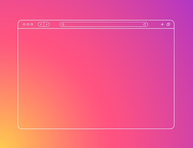 Outline browser mockup on orange pink gradient