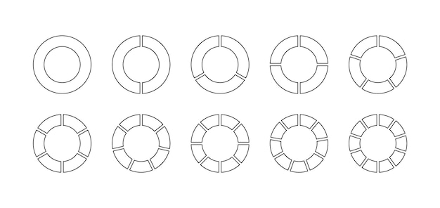 Outline circle section template Circular structure chart Set schemes with sectors Ring graph divided into pieces