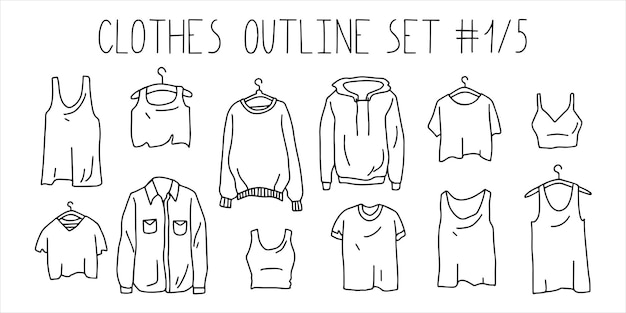 Outline vestiti doodle set line top tshirt