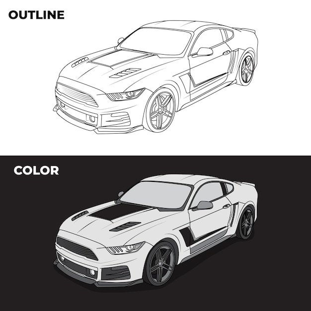 Outline and Colored Racing Car Gray