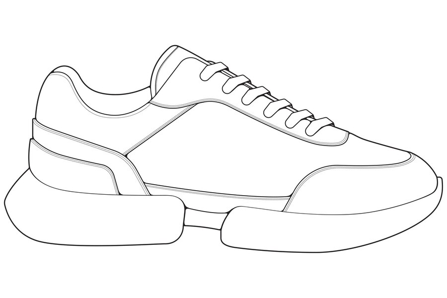 Premium Vector | Outline cool sneakers shoes sneaker outline drawing ...