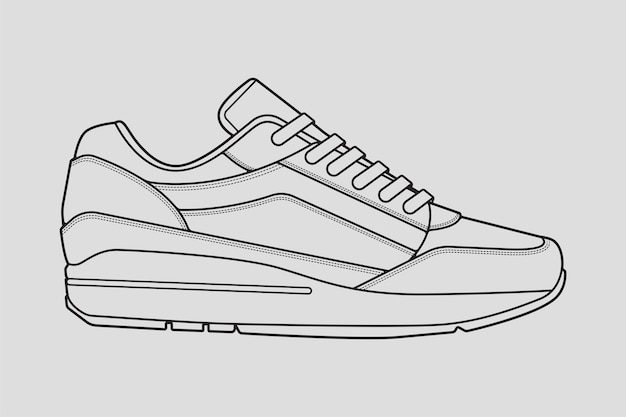 Outline Cool Sneakers Shoes sneaker outline drawing vector Sneakers drawn in a sketch style