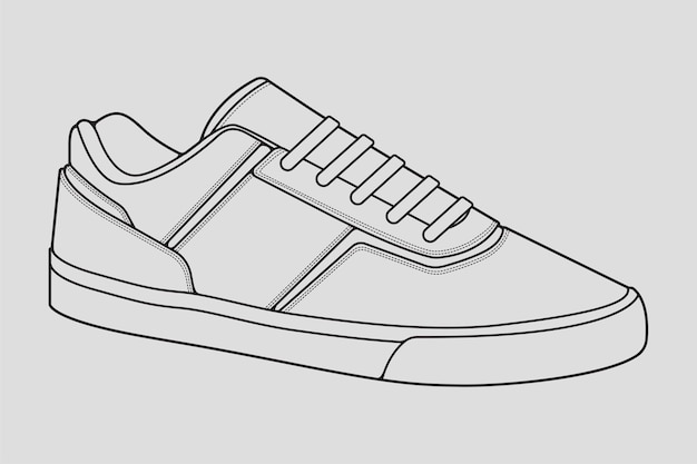 Outline cool sneakers shoes sneaker outline drawing vector sneakers drawn in a sketch style