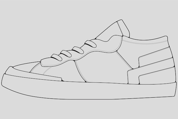 Premium Vector | Outline cool sneakers shoes sneaker outline drawing vector  sneakers drawn in a sketch style