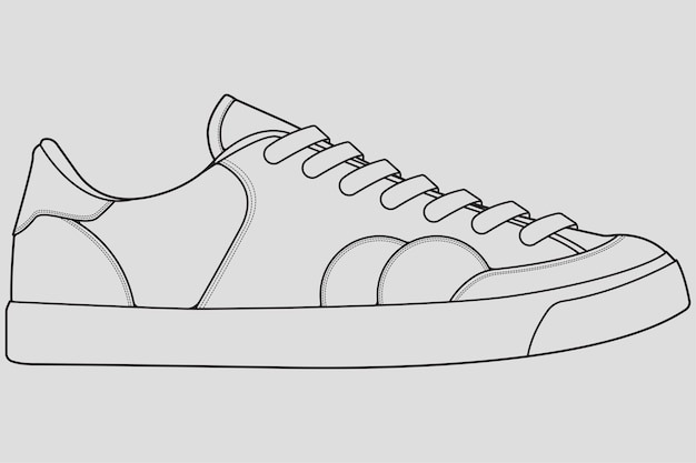 Outline cool sneakers scarpe sneaker disegno vettoriale sneakers disegnate in uno stile di schizzo