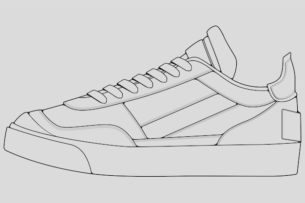 Premium Vector | Outline cool sneakers shoes sneaker outline drawing vector sneakers drawn in sketch style