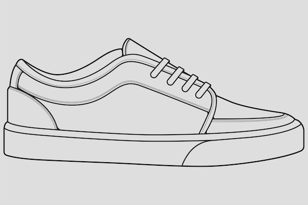 Premium Vector | Outline cool sneakers shoes sneaker outline drawing ...