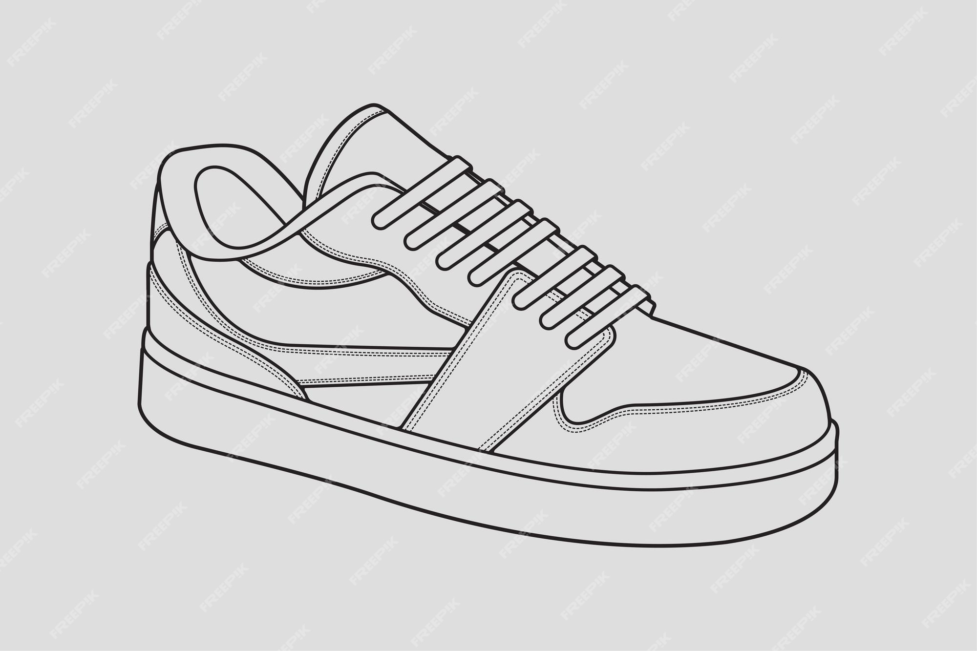 Premium Vector | Outline cool sneakers shoes sneaker outline drawing ...