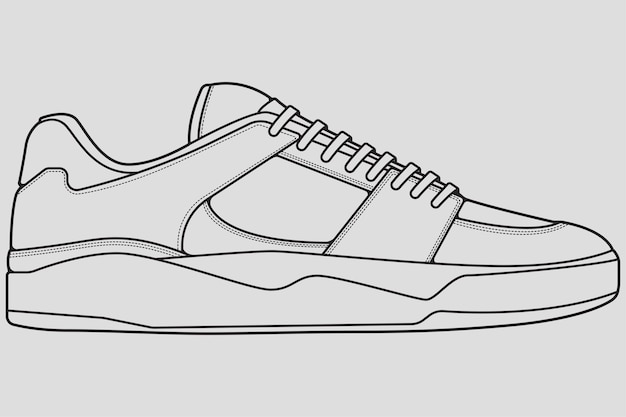 outline cool sneakers shoes sneaker outline drawing vector sneakers drawn sketch style 681139 405