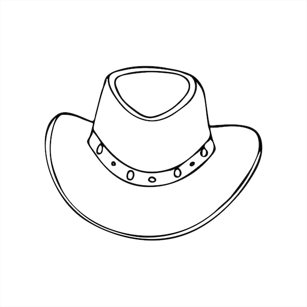 Outline Cowboy hat Isolated vector illustration on white background