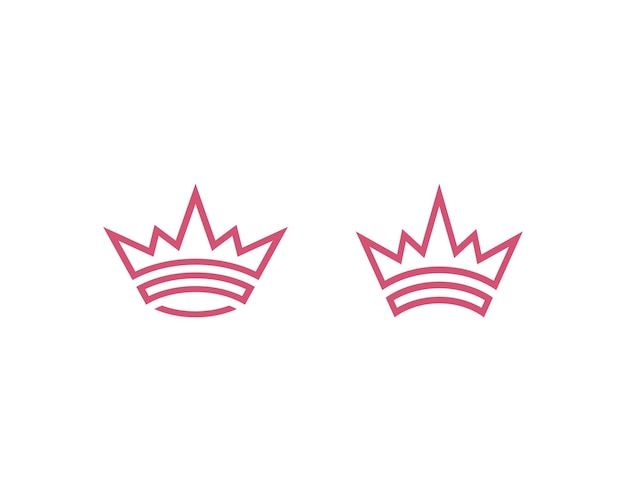 Outline crown icon set on white background