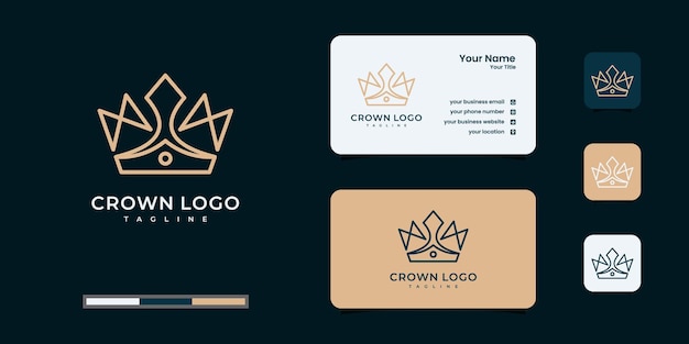 Outline crown logo with business card design