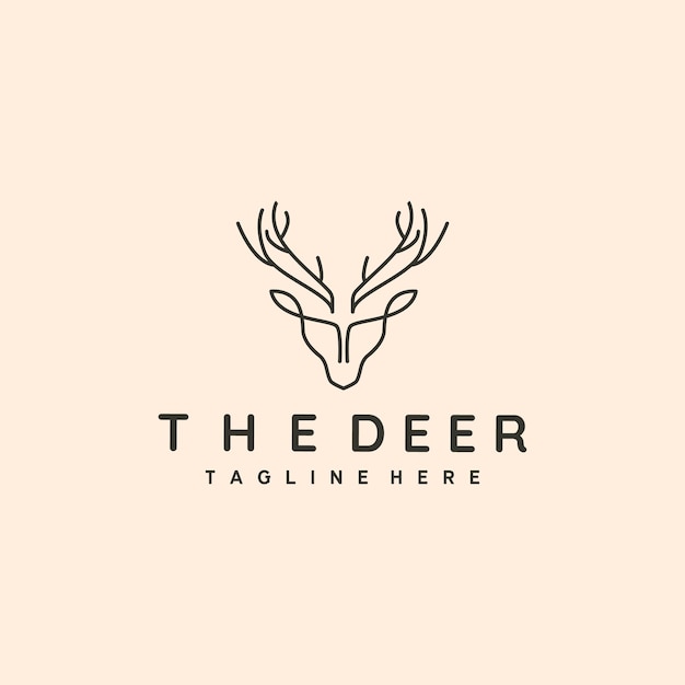 Outline deer line art logo vector symbol illustration design