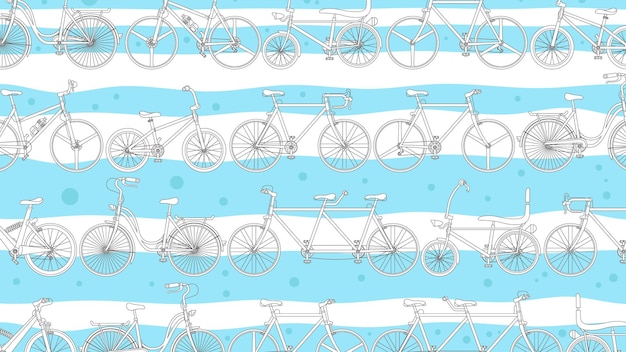 Vector outline doodle bikes background