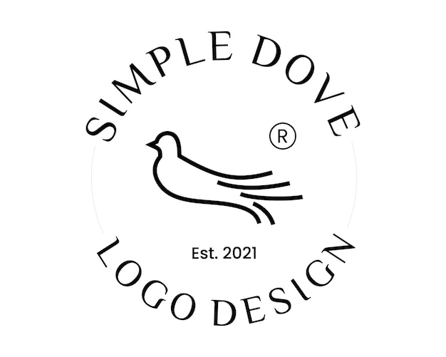 鳩のシンプルな幾何学的なロゴ デザインの概要を説明します。