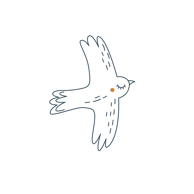 Outline drawing of a bird in cartoon style