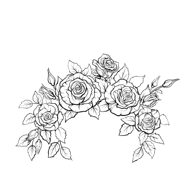 outline drawing of flowers