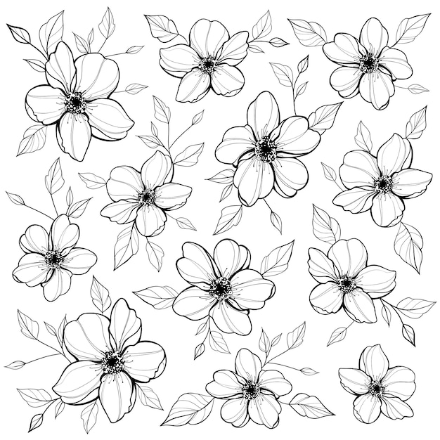 outline drawing of flowers