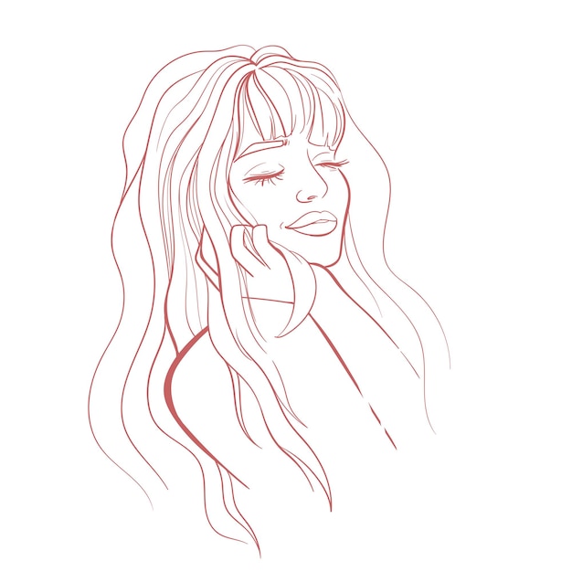 outline drawing of a girl