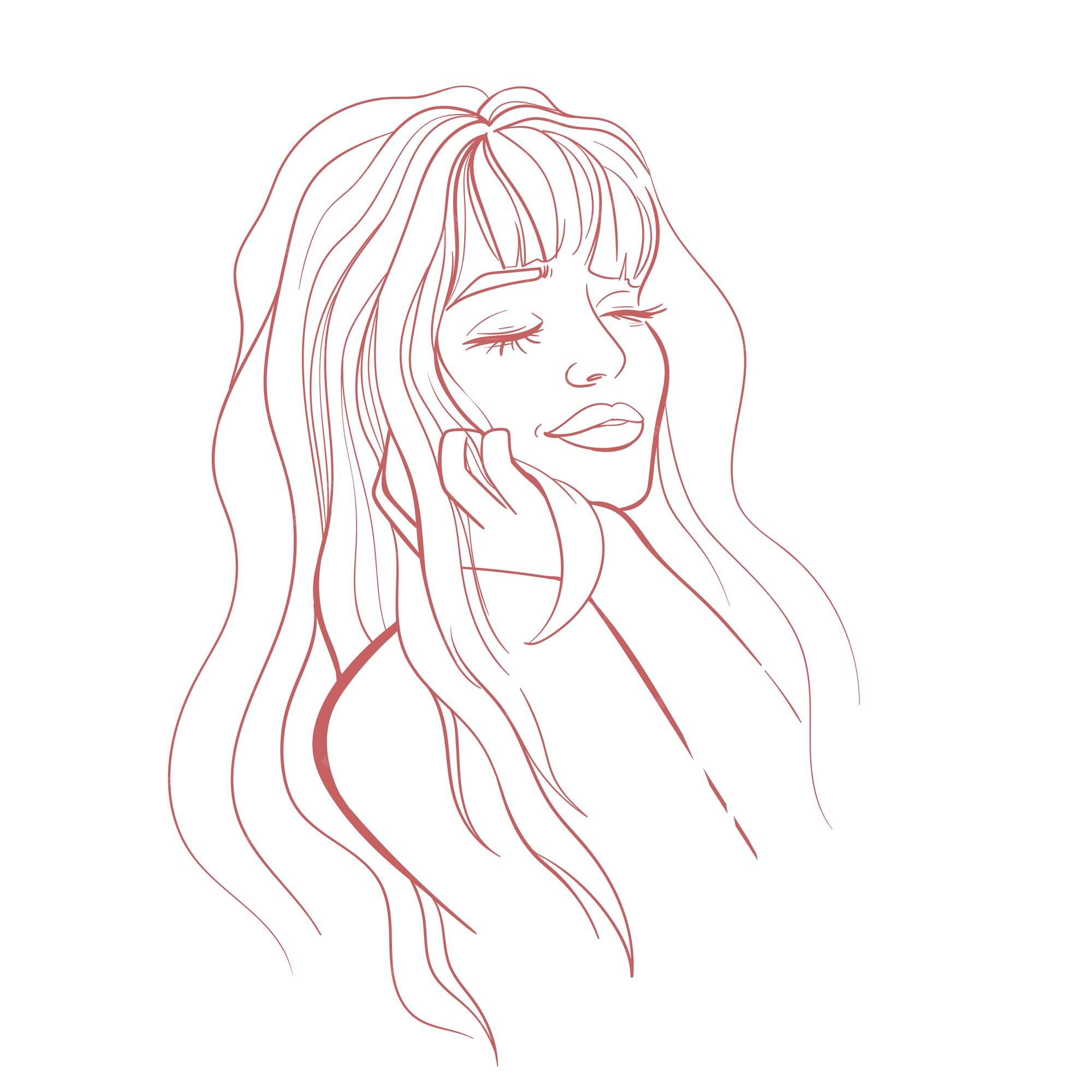 Premium Vector  Vector outline drawing of a girl