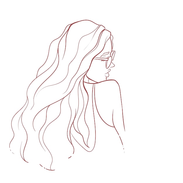 outline drawing of a girl