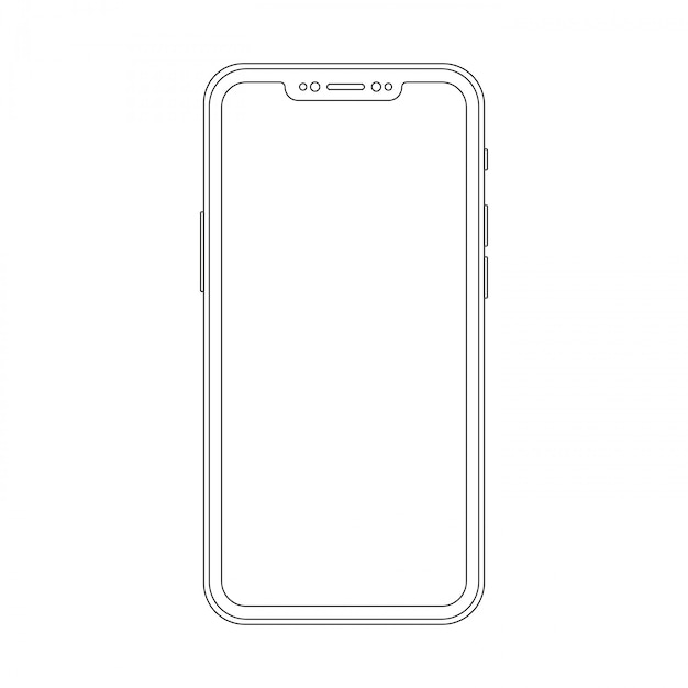 Vettore contorno disegno smartphone alla moda. design elegante e sottile in stile cellulare