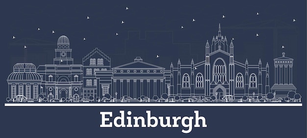 Outline Edinburgh Scotland City Skyline with White Buildings. Illustration