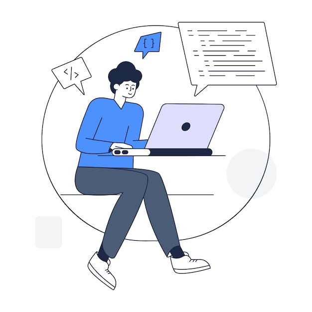 Outline editable illustration of programmer