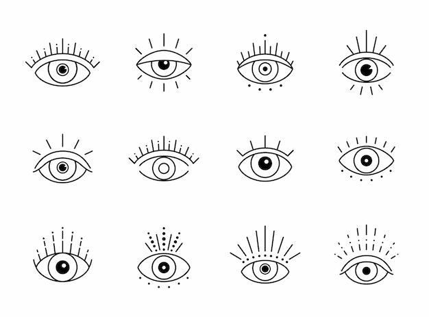 Vector outline eye boho design