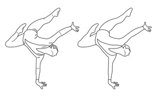 Vector outline figure of a gymnast in a sports pose gym girl silhouette sketch gymnastics