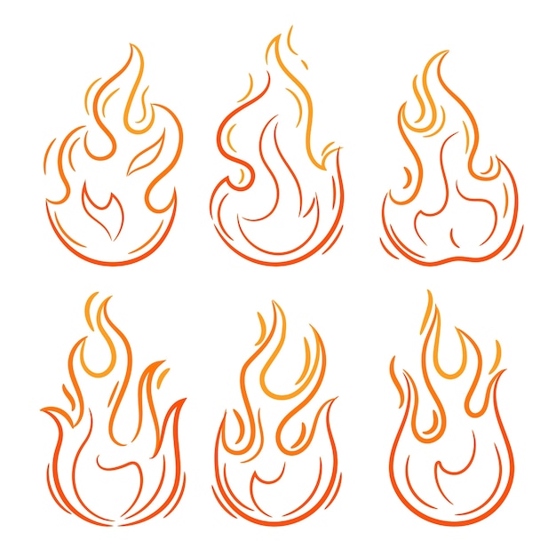 Vector outline fire illustrations