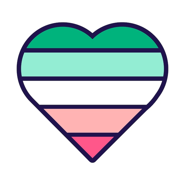 Vector outline flag heart abrosexual pride icon